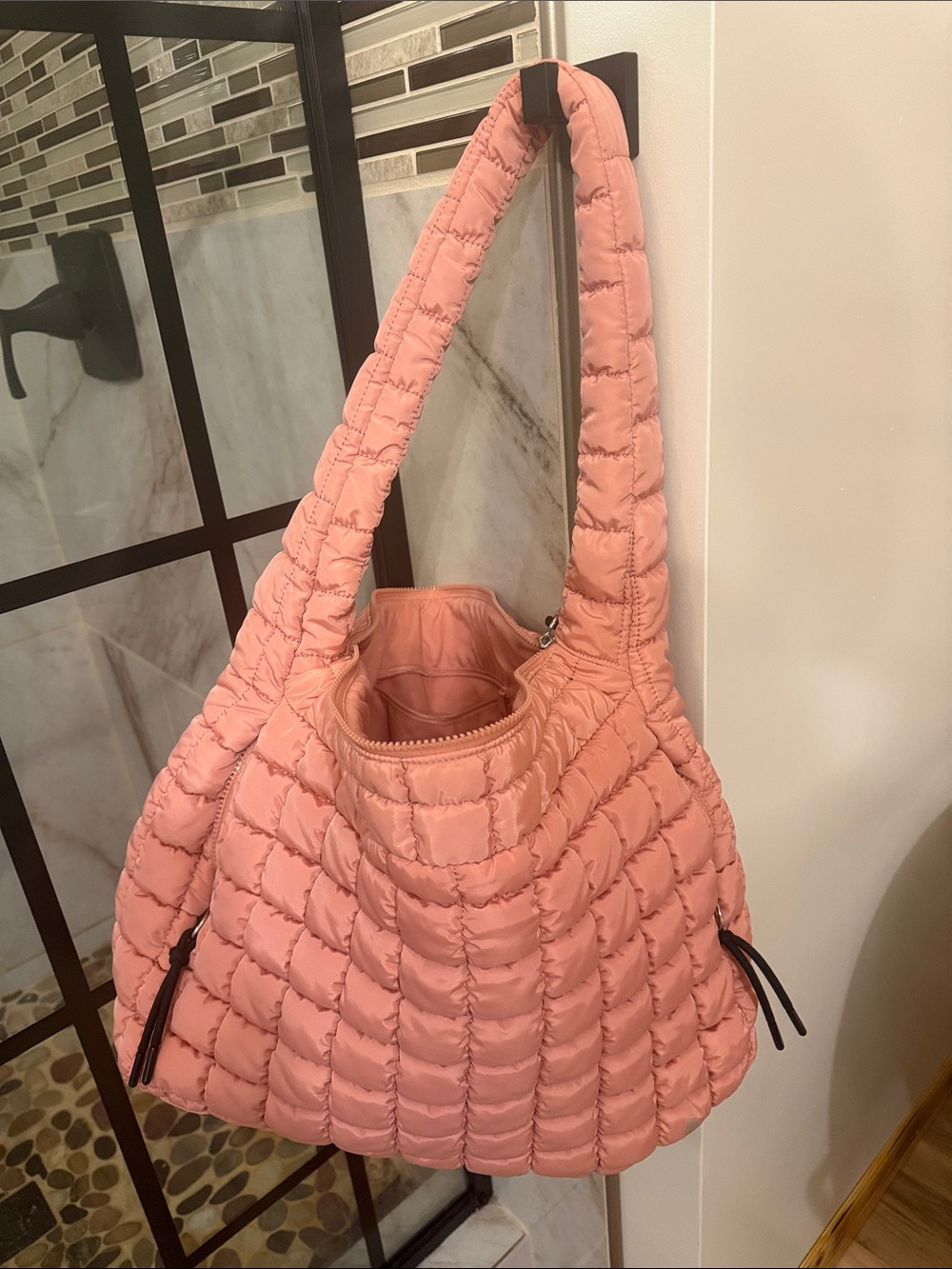 Free PeopleQuilted Dusty Rose Pink Puffer Shoulder Bag